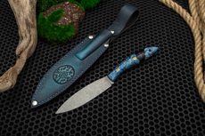 Разделочные ножи: Нож Канадец с формованными ножнами (AUS10Co, Гибрид стаб. кап клена, Обработка клинка Stonewash)