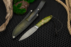 Разделочные ножи: Нож Ять с формованными ножнами (AUS10Co, Стабилизированный кап клёна, Обработка клинка Stonewash)