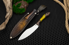 Разделочные ножи: Нож Нессмук с формованными ножнами (AUS10Co, Гибрид стаб. кап клена)