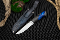 Ножи Златонож купить в Калининграде: Нож Защитник с формованными ножнами (VG-10, Гибрид стаб. кап клена, Алюминий)