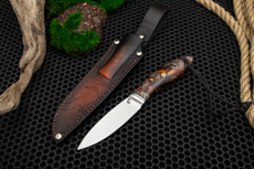 Разделочные ножи: Нож Ять с формованными ножнами (AUS10Co, Гибрид стаб. кап клена)