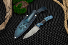 Разделочные ножи: Нож Куркуль с формованными ножнами (AUS10Co, Гибрид стаб. кап клена, Обработка клинка Stonewash)