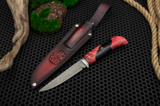 Ножи Златонож купить в Калининграде: Нож Кержак с формованными ножнами (AUS10Co, Гибрид стаб. кап клена, Алюминий, Обработка клинка Stonewash)