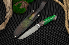 Ножи Златонож купить в Калининграде: Нож Орикс с формованными ножнами (AUS10Co, Гибрид стаб. кап клена, Алюминий, Обработка клинка Stonewash)