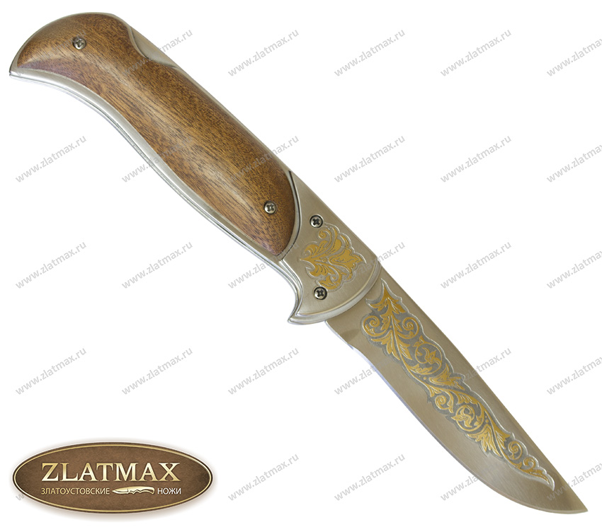 Складной нож Ахиллес (40Х10С2М, Накладки орех, Золочение клинка) в Тюмени фото-01