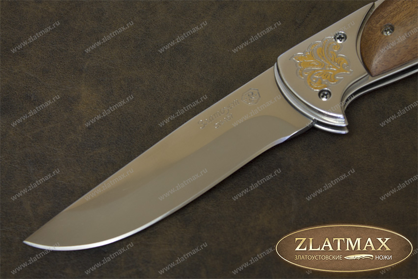 Складной нож Ахиллес (40Х10С2М, Накладки орех, Золочение клинка)