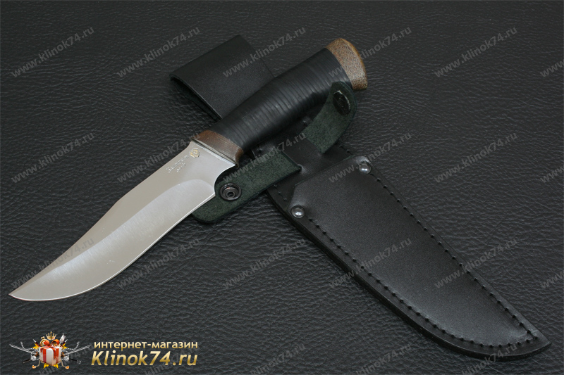 Нож Багира (40Х10С2М, Наборная кожа, Текстолит, Золочение рисунка на клинке)