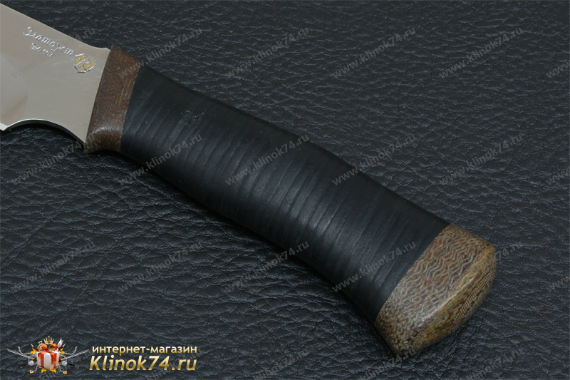 Нож Багира (40Х10С2М, Наборная кожа, Текстолит, Золочение рисунка на клинке)