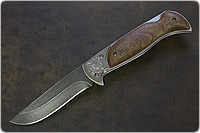 Складной нож Ахиллес (Дамаск, Накладки орех, Нержавеющая сталь)