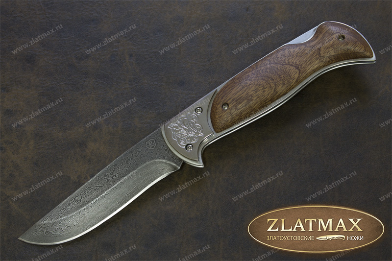 Складной нож Ахиллес (Дамаск, Накладки орех)