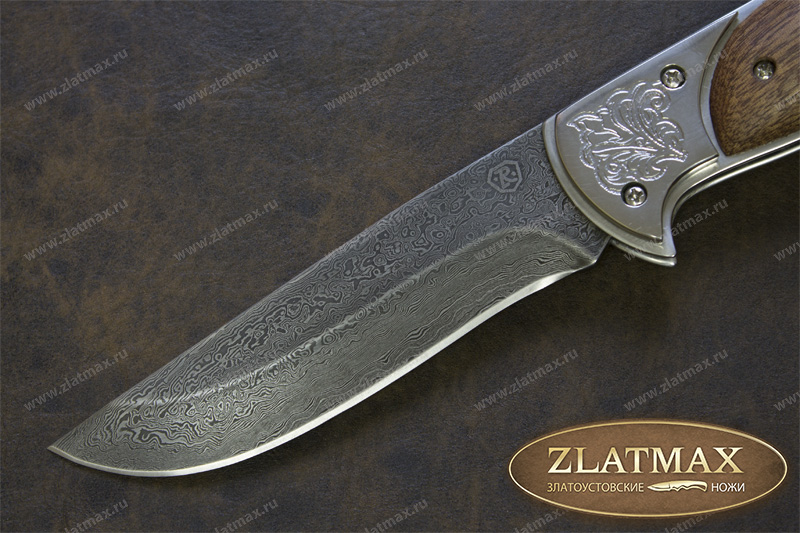 Складной нож Ахиллес (Дамаск, Накладки орех)