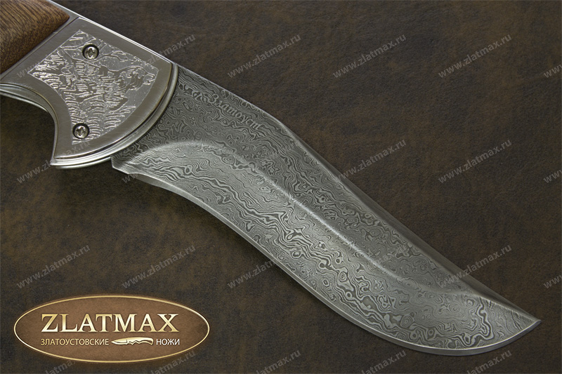 Складной нож Клык (Дамаск, Накладки орех)
