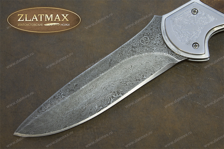Складной нож Рысь (Дамаск, Накладки орех)