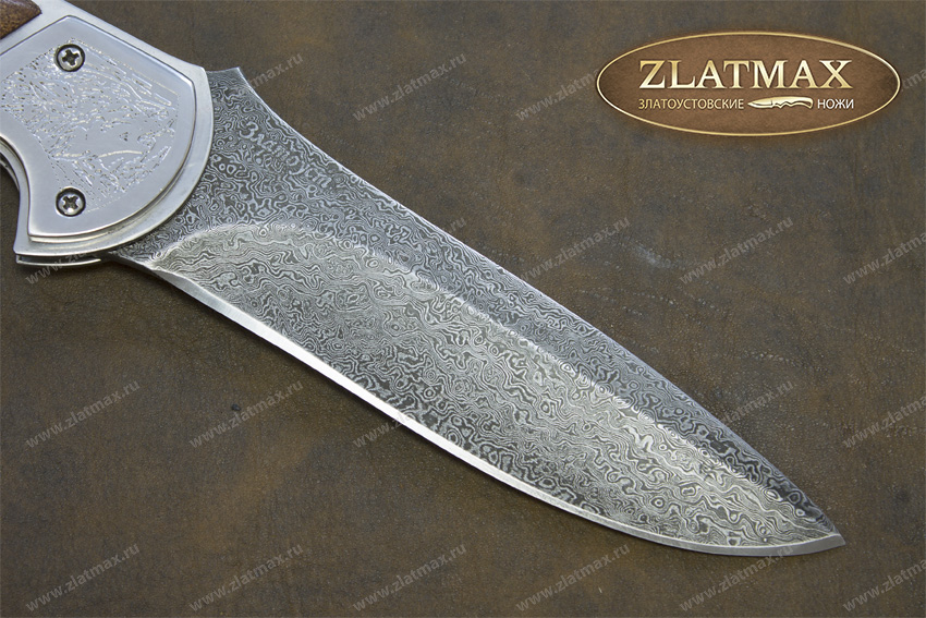 Складной нож Рысь (Дамаск, Накладки орех)