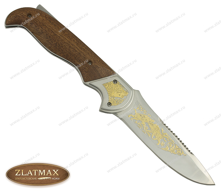 Складной нож Рысь (40Х10С2М, Накладки орех, Золочение клинка) в Тюмени фото-01
