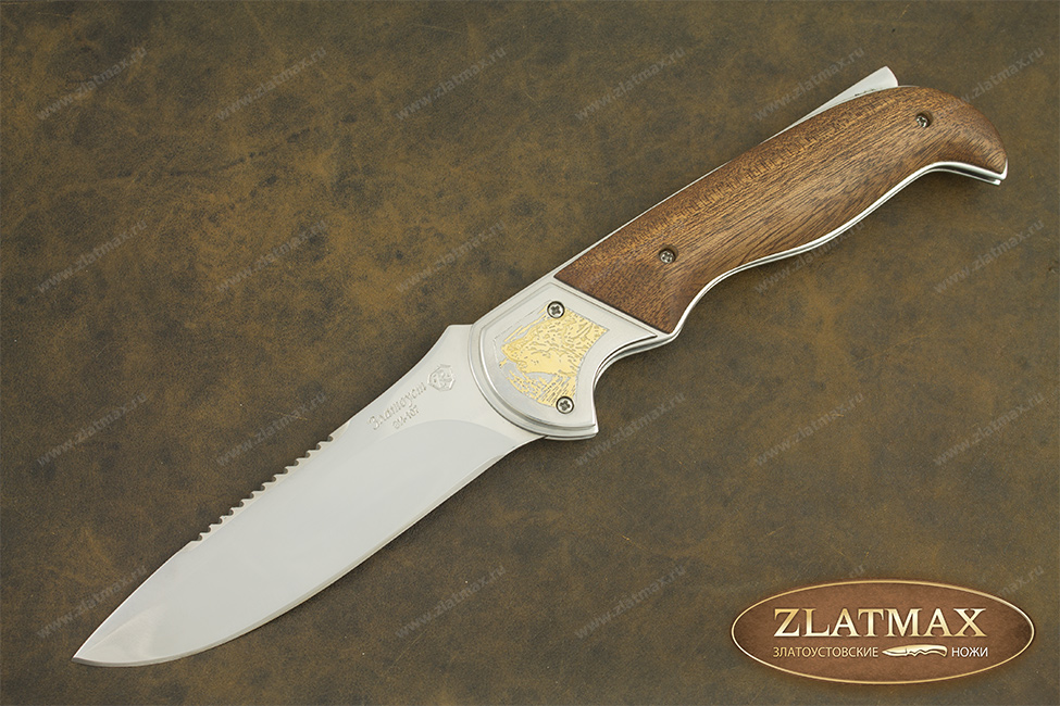 Складной нож Рысь (40Х10С2М, Накладки орех, Золочение клинка)