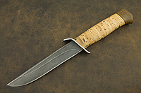 Нож Чекист (Дамаск, Наборная береста, Нержавеющая сталь, Текстолит)