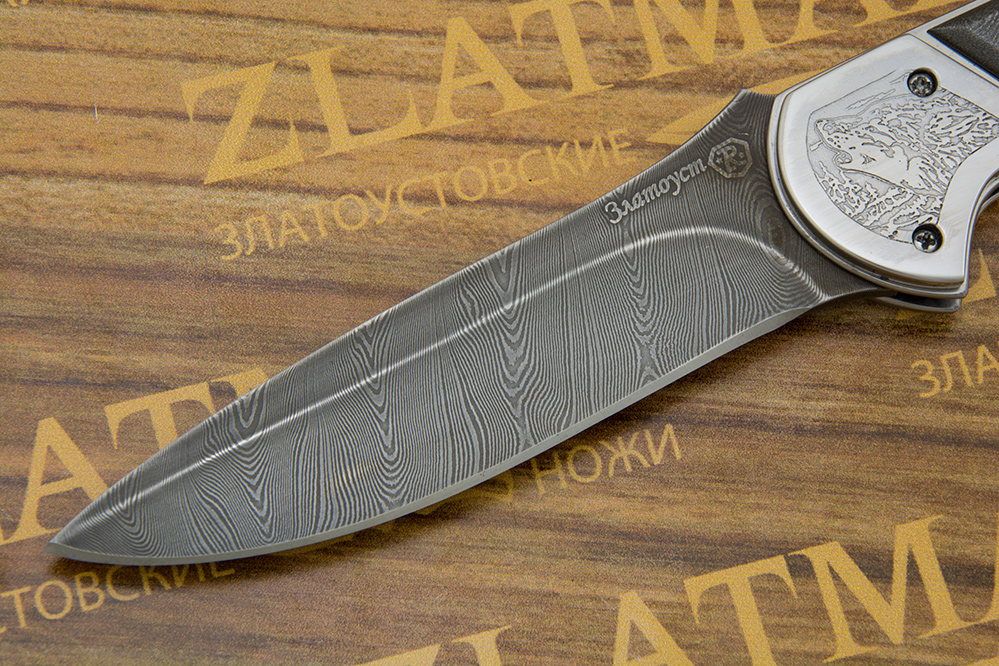 Складной нож Рысь (Дамаск, Накладки дамаск)