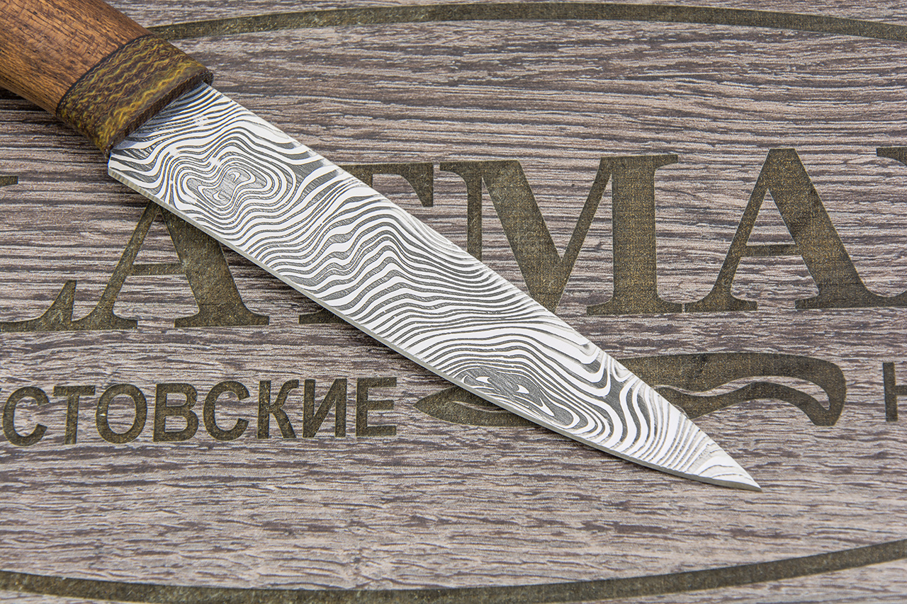 Нож Империя-4 (40Х10С2М, Орех, Текстолит, Имитация дамасского рисунка травлением )