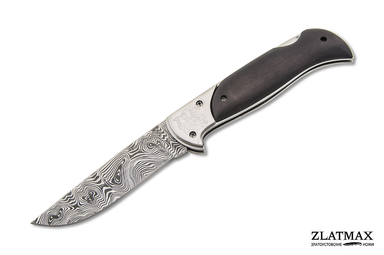 Складной нож Ахиллес (40Х10С2М, Накладки граб, Имитация дамасского рисунка травлением ) фото-01