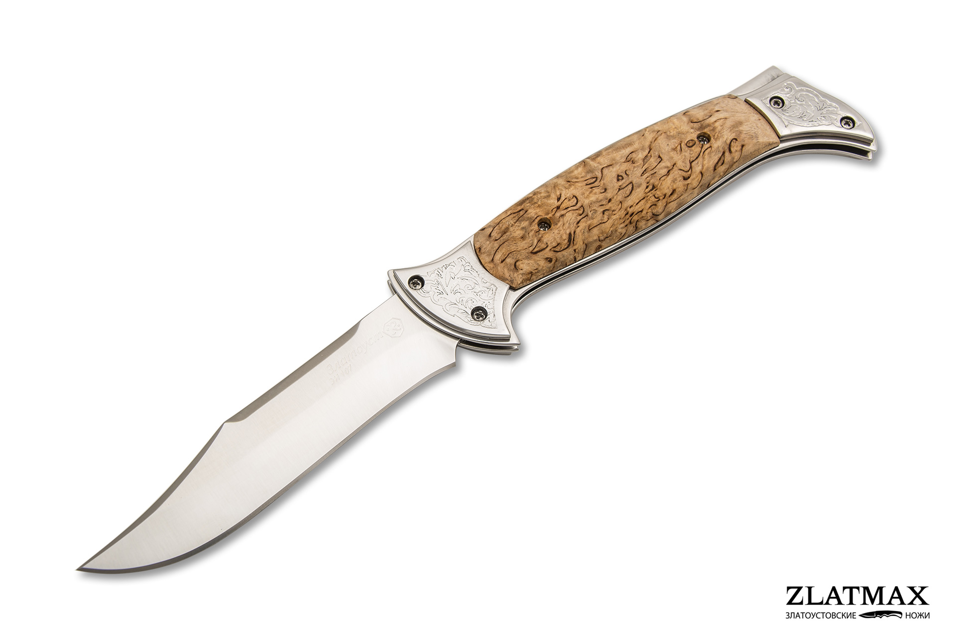 Складной нож Сапсан (40Х10С2М (ЭИ-107), Накладки карельская береза .