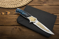 Складной нож Якудза (40Х10С2М (ЭИ-107), Накладки композит, Золочение клинка гарды и тыльника)