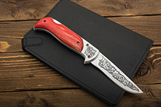 Складной нож Ахиллес (40Х10С2М (ЭИ-107), Накладки граб красный)