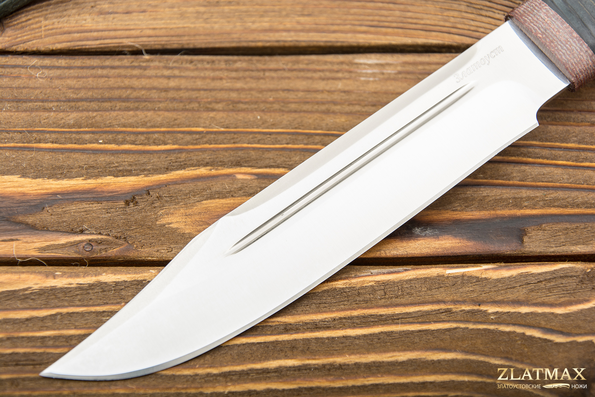 Нож Пилигрим-2 с долами (40Х10С2М, Наборная кожа, Текстолит)