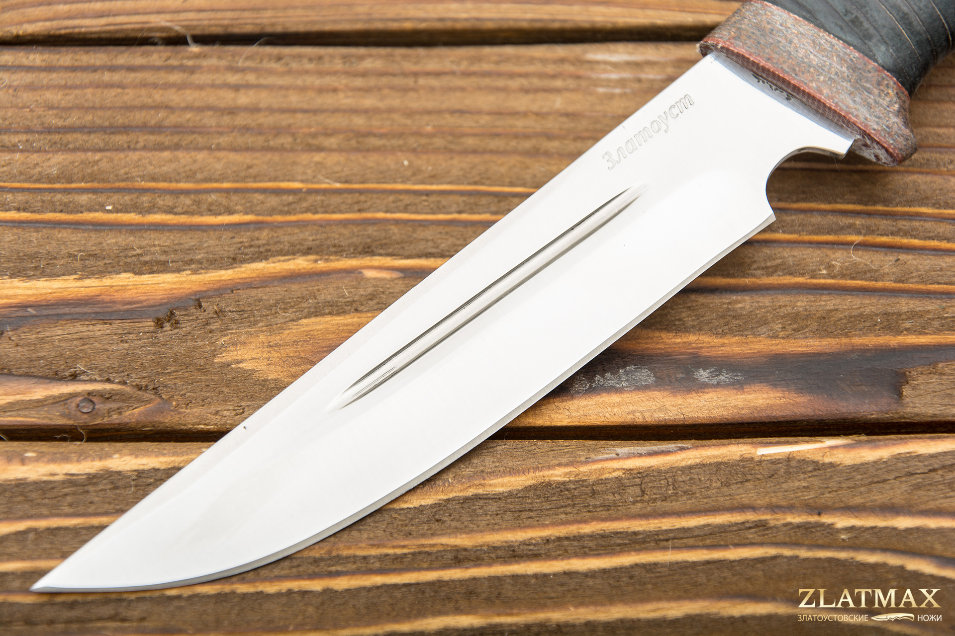 Нож Феникс с долами (40Х10С2М, Наборная кожа, Текстолит)