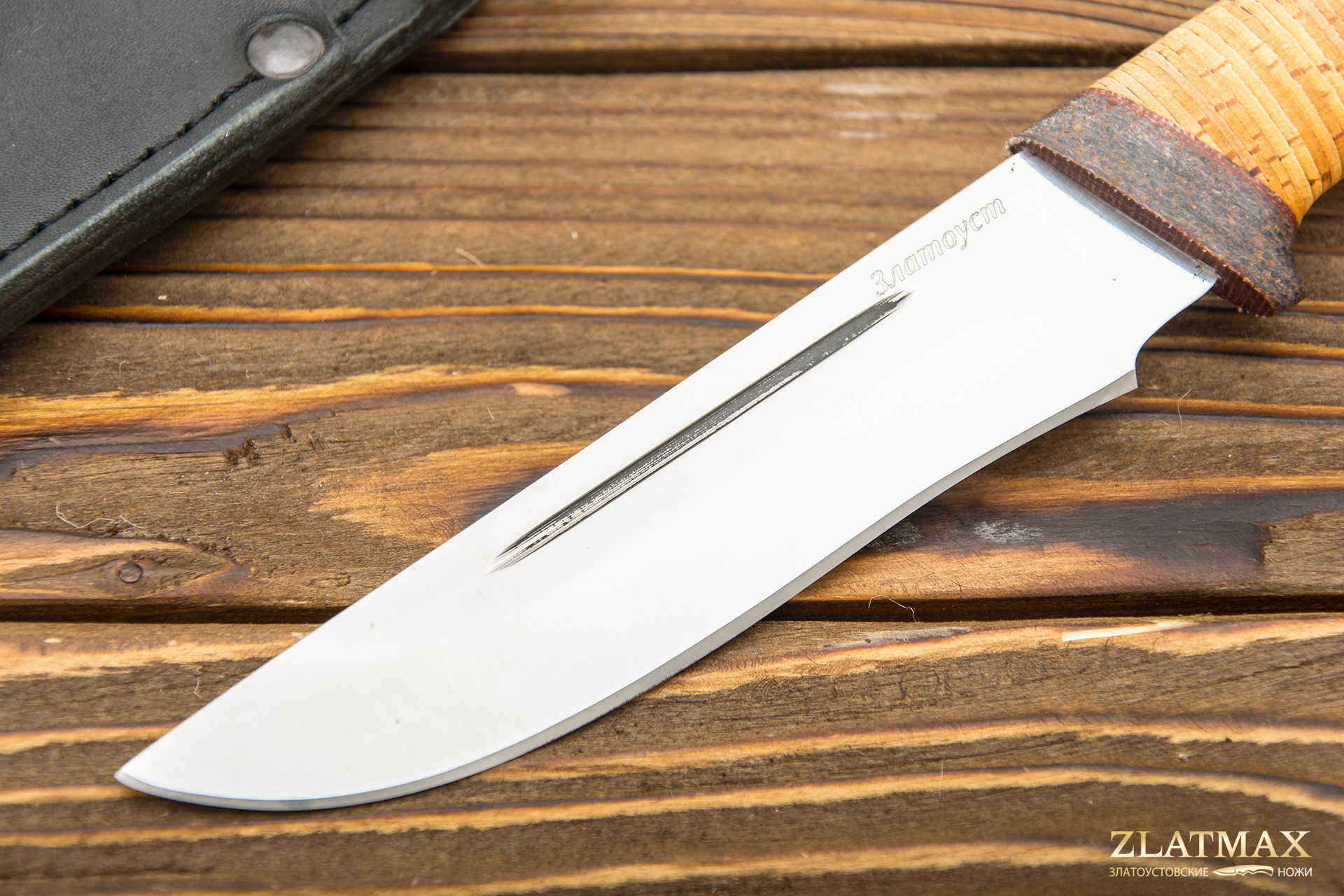 Нож Лиса с долами (40Х10С2М, Наборная береста, Текстолит)