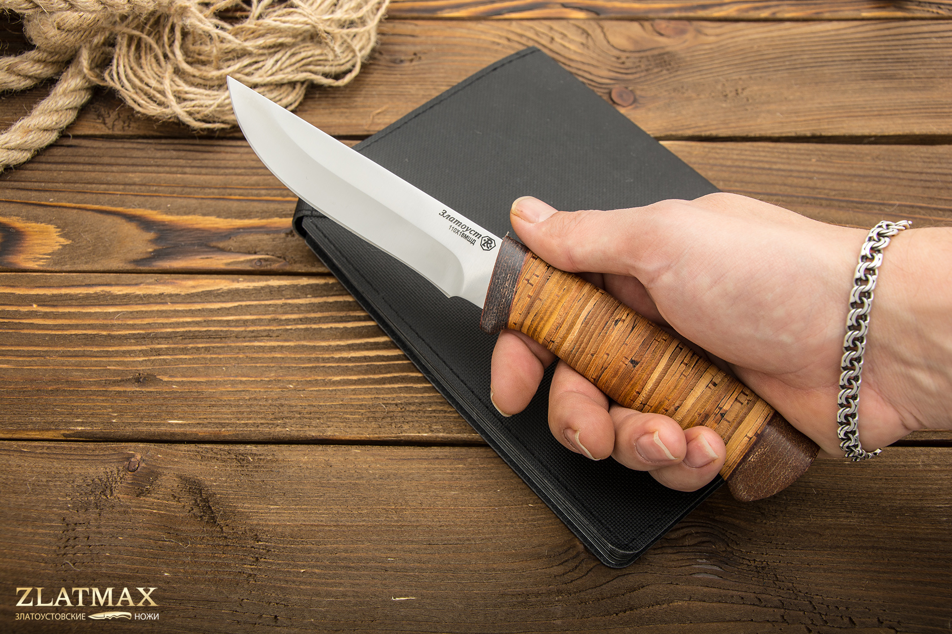 Нож Лиса (110Х18М-ШД, Наборная береста, Текстолит)