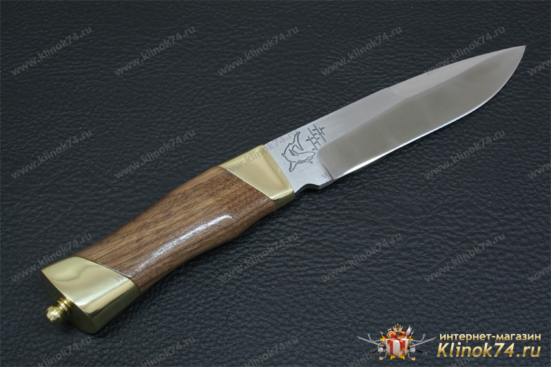 Нож Акула (40Х10С2М, Орех, Латунь)
