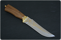 Нож Егерь (40Х10С2М (ЭИ-107), Орех, Латунь, Золочение клинка гарды и тыльника)