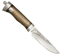 Нож Боровик средний (40Х10С2М (ЭИ-107), Орех, Алюминий)