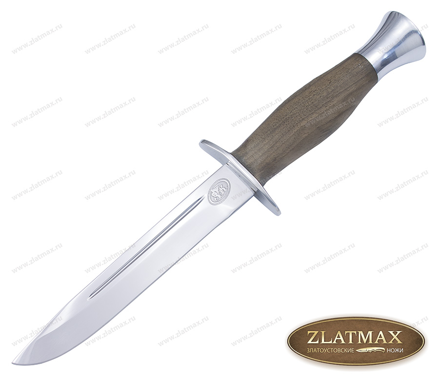 Нож Финка с гардой (40Х10С2М, Орех, Нержавеющая сталь, Алюминий)