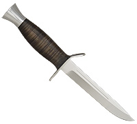 Нож Финка с гардой (40Х10С2М (ЭИ-107), Наборная кожа, Нержавеющая сталь, Алюминий)