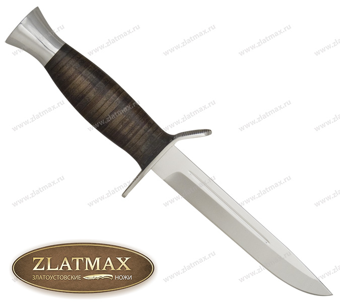 Нож Финка с гардой (40Х10С2М, Наборная кожа, Нержавеющая сталь, Алюминий) фото-01