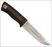 Нож SN-1 (40Х10С2М (ЭИ-107), Наборная кожа, Текстолит, Золочение рисунка на клинке)