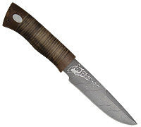 Нож Боровик средний (Дамаск, Наборная кожа, Текстолит)