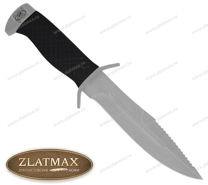 Нож Волк-1 (40Х10С2М, Резина, Нержавеющая сталь, Алюминий, Пескоструйная обработка клинка)