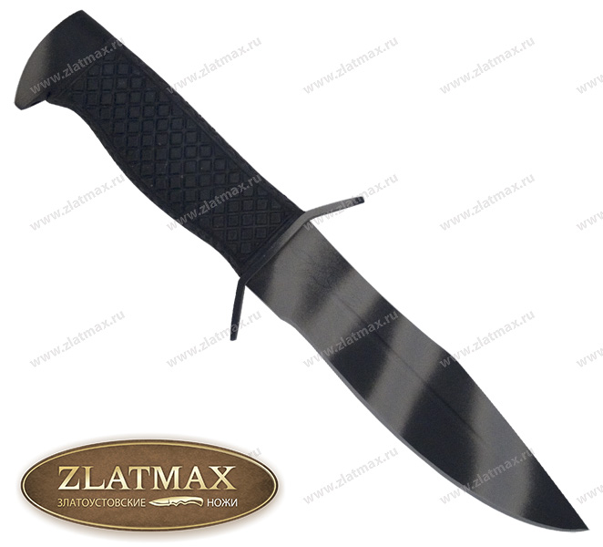 Нож Волк-1 (40Х10С2М, Резина, Нержавеющая сталь, Тонирование черный хром)