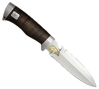 Нож Гарпун (40Х10С2М (ЭИ-107), Наборная кожа, Алюминий, Золочение)
