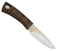 Нож Голец (40Х10С2М (ЭИ-107), Наборная кожа, Текстолит, Золочение)