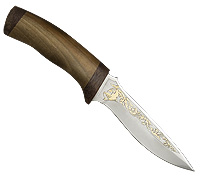 Нож Дельфин (40Х10С2М (ЭИ-107), Орех, Текстолит, Золочение рисунка на клинке)