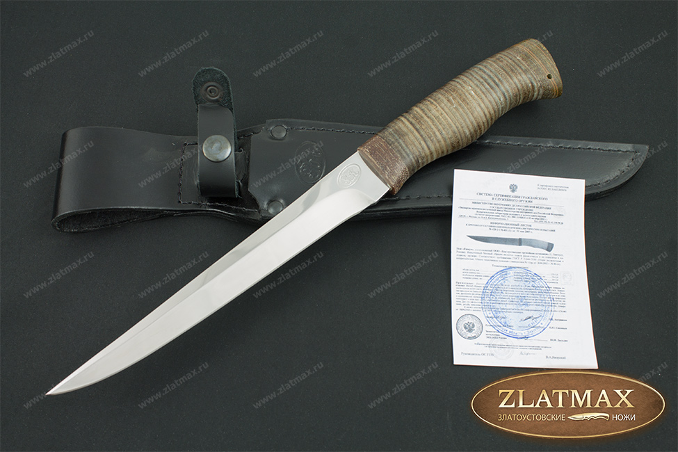 Нож Кижуч (40Х10С2М, Наборная кожа, Текстолит)