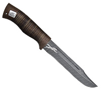 Нож Разведчик-2 (Дамаск, Наборная кожа, Текстолит)