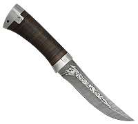 Нож Соболь (Дамаск, Наборная кожа, Алюминий)