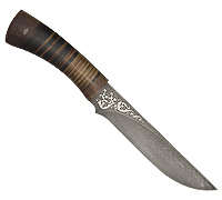 Нож Ястреб (Дамаск, Наборная кожа, Текстолит)