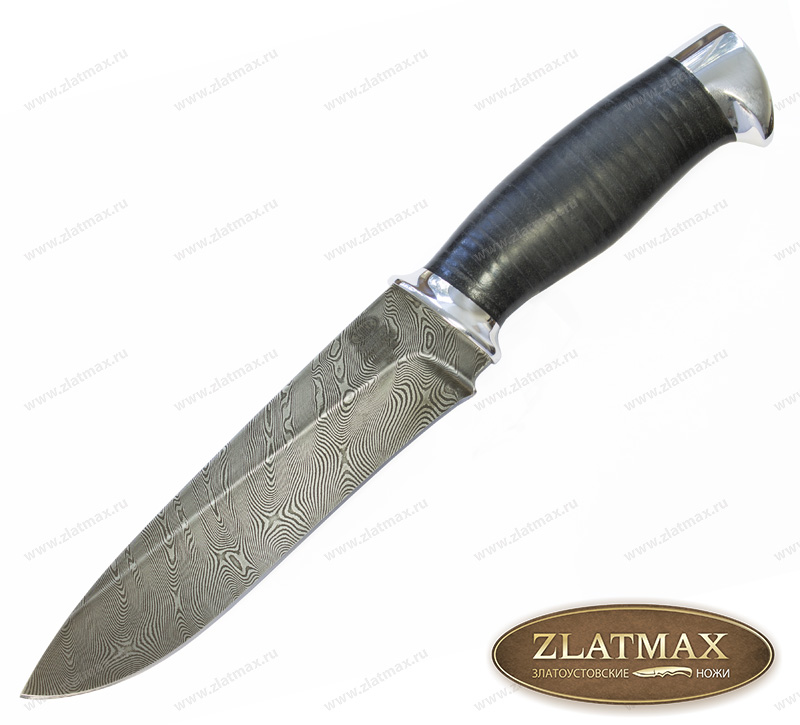 Нож Н1 (Дамаск У10А-7ХНМ, Наборная кожа, Алюминий) в Рязани фото-01
