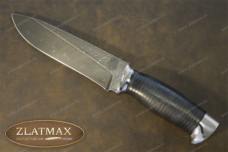 Нож Н1 (Дамаск У10А-7ХНМ, Наборная кожа, Алюминий)